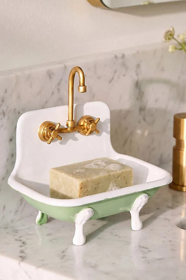 Claw Foot Metal Sink Soap Dish - White, Iron by Anthropologie