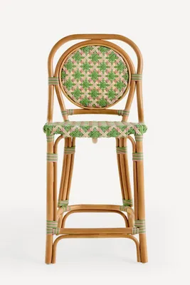 Coastal Rattan Bistro Counter Stool Chair - Green product