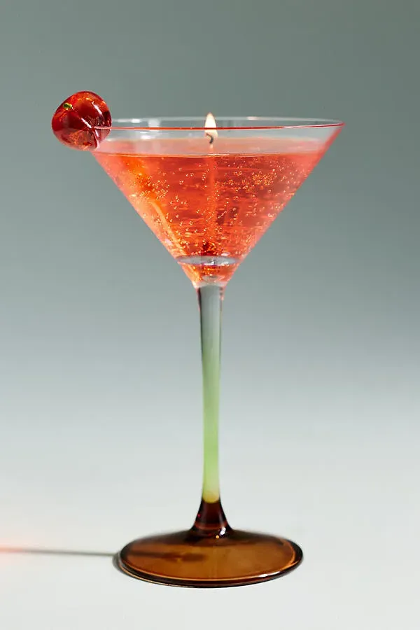 Cocktail Glass Jelly Wax Candle Extra Small - Red by Anthropologie