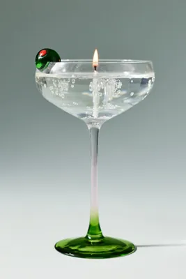 Cocktail Glass Jelly Wax Candle Small - Green by Anthropologie, alternate view