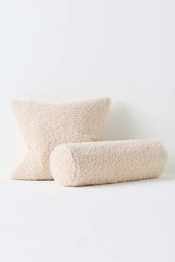 Cody Sherpa Woven Throw Cushion - White, Polyester product