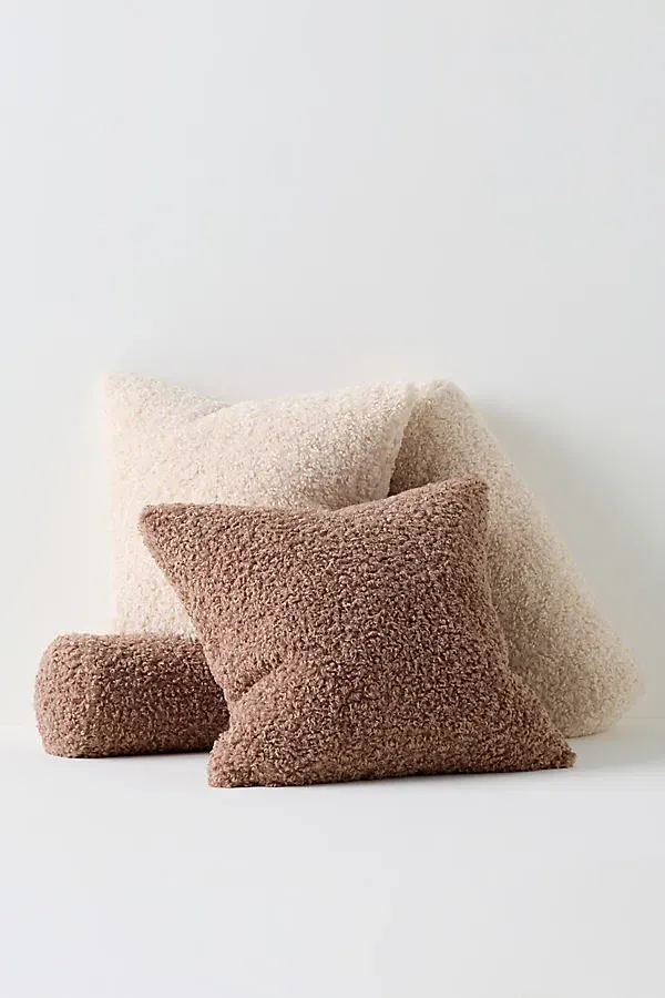Cody Sherpa Woven Throw Pillow - Ivory, Polyester product