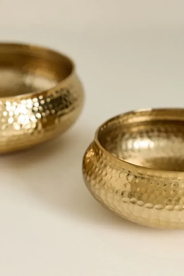 Collective Artisan Pebbled Metal Bowls Set of 2 - Gold, Aluminum by Anthropologie, alternate view