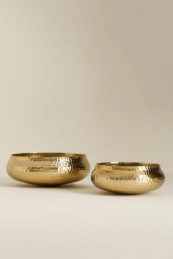 Collective Artisan Pebbled Metal Bowls Set of 2 - Gold, Aluminum by Anthropologie