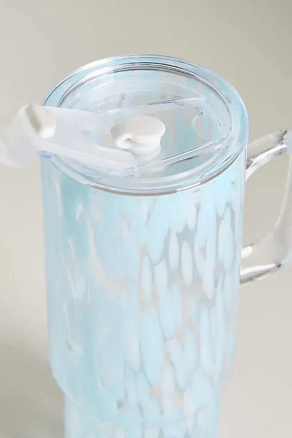 Confetti Glass Tumbler with Handle - Blue product