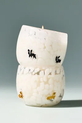 Confetti Icon Dachshund Pistachio Glass Candle - White product