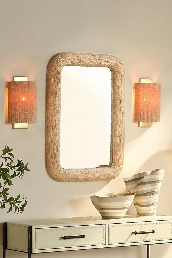 Confetti Pearlescent Glass Beaded Flush Wall Sconce - Beige by Anthropologie
