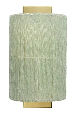 Confetti Pearlescent Glass Beaded Flush Wall Sconce - Green by Anthropologie, alternate view