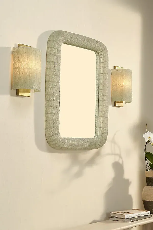 Confetti Pearlescent Glass Beaded Flush Wall Sconce - Green by Anthropologie