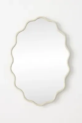 Coquille Scalloped Oval Wall Mirror - Metallic by Anthropologie, alternate view