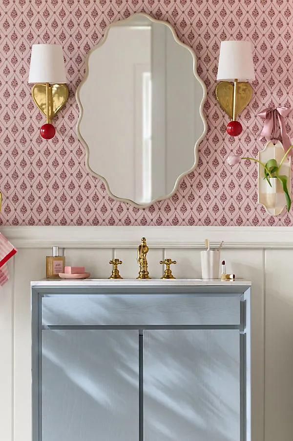 Coquille Scalloped Oval Wall Mirror - Metallic by Anthropologie
