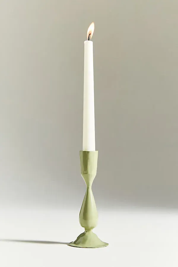 Cora Enamel Candle Holders - Green, Iron by Anthropologie