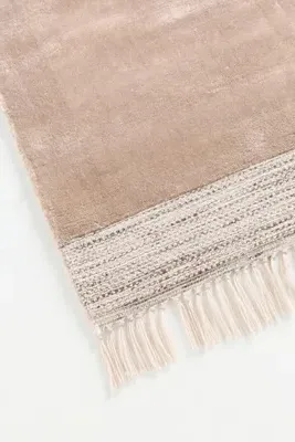 Corby Fringed Rug - Beige, Polyester product