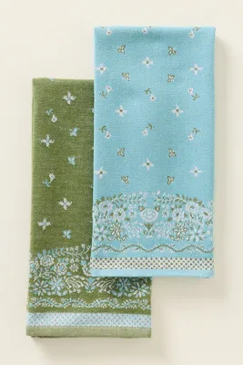 Cotton Bandana Dish Towels Set of 2 - Blue, Cotton/Linen by Anthropologie, alternate view