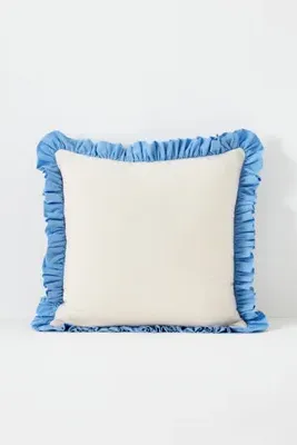 Cotton Block-Print Ruffle Cushion - Brown product