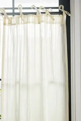 Cotton Dobby Striped Sheer Tie-Top Café Curtains Set of 2 alternate view