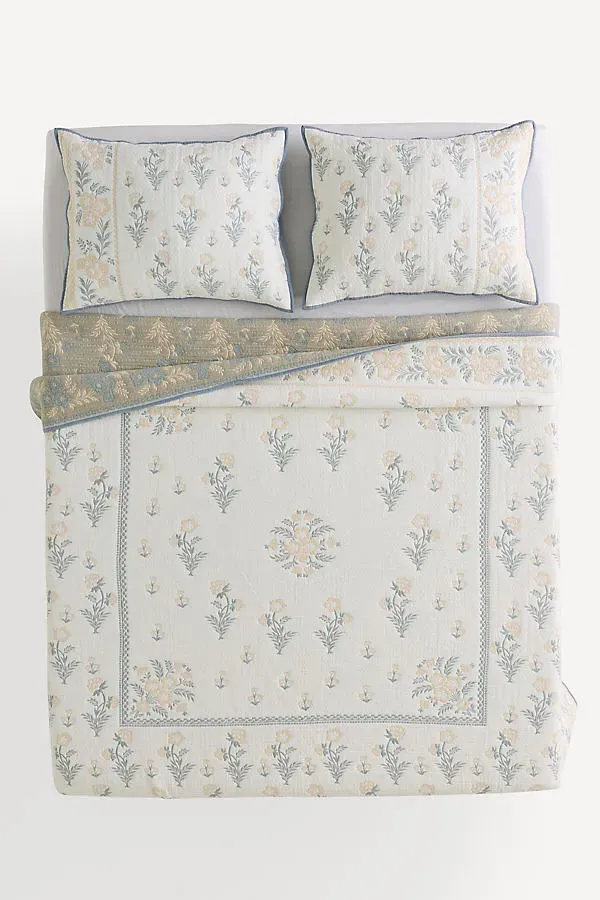 Cotton Floral Jacquard Woven Coverlet - Queen product