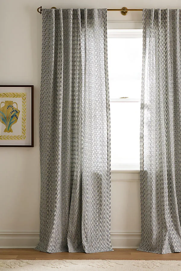 Cotton Ikat Curtain - Blue, Cotton by Anthropologie