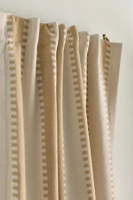 Cotton Jacquard Notched Stripe Blackout Curtain - Beige by Anthropologie, image 2