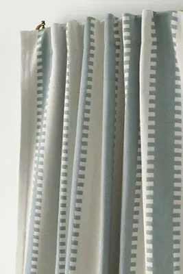 Cotton Jacquard Notched Stripe Blackout Curtain - Blue by Anthropologie, image 2