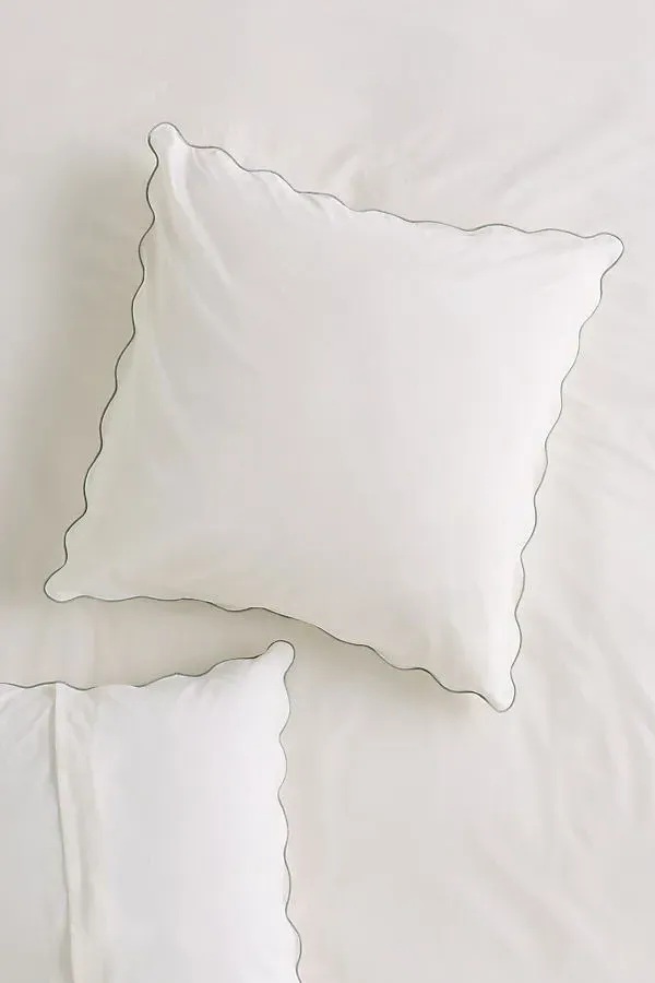 Cotton Marrow Scalloped Edge Cushion Cover - Blue, Cotton product