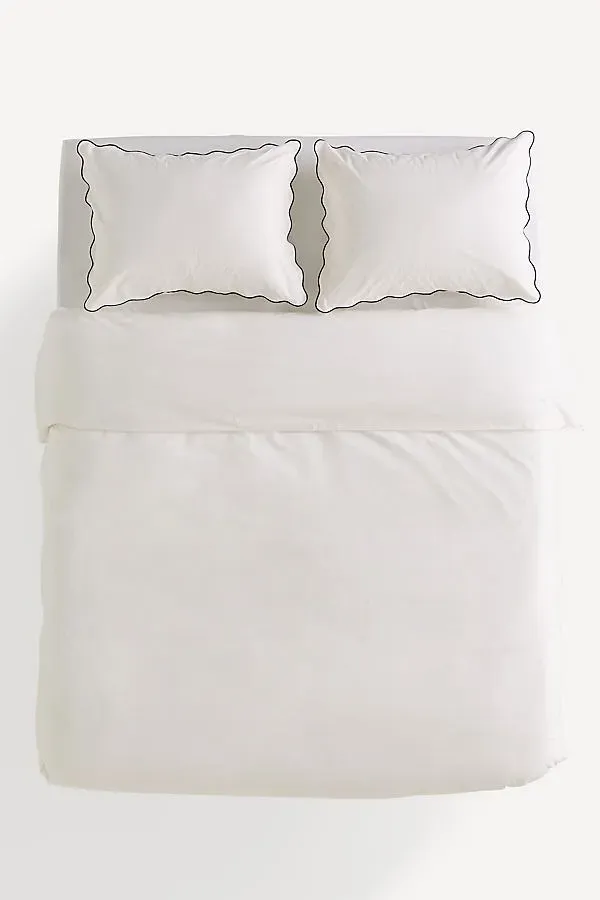 Cotton Marrow Scalloped Edge Duvet - Black, Cotton product