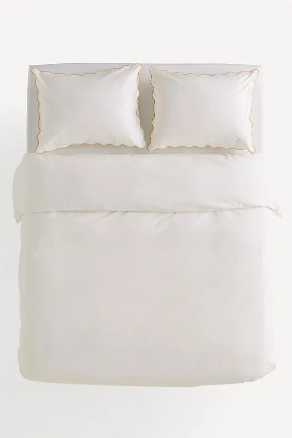 Cotton Marrow Scalloped Edge Duvet - Yellow, Cotton by Anthropologie, image 2