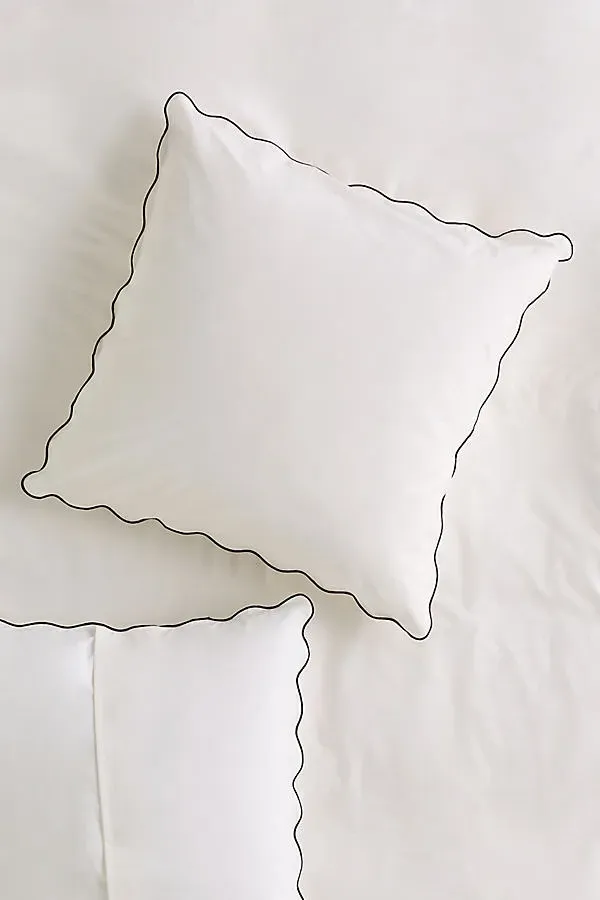 Cotton Marrow Scalloped Edge Euro Sham - Black, Cotton by Anthropologie