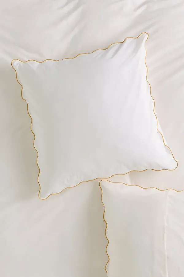 Cotton Marrow Scalloped Edge Euro Sham - Yellow, Cotton by Anthropologie