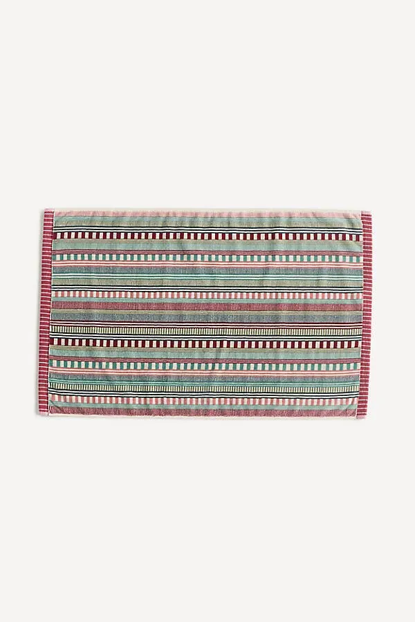 Cotton Mixed Stripe Woven Bath Mat by Anthropologie