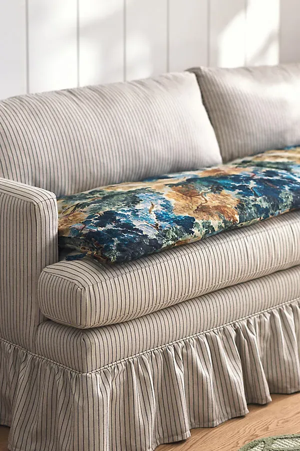 Cotton Printed Sofa Topper - Blue, Cotton by Anthropologie