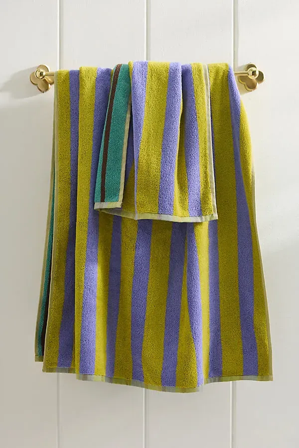 Cotton Reversible Stripe Towel Collection - Yellow, Cotton product