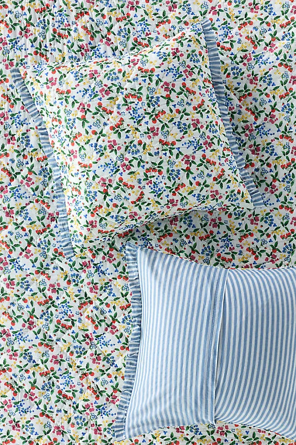Cotton Voile Floral Printed Ruffle Euro Sham product