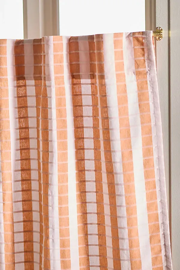 Cotton Woven Stripe Cafe Curtain Set of 2 - Orange product