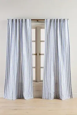 Cotton Woven Stripe Curtain - Blue product