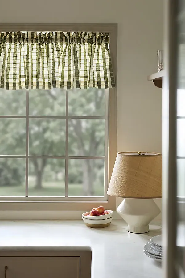 Cotton Woven Stripe Valance Curtain - Green by Anthropologie