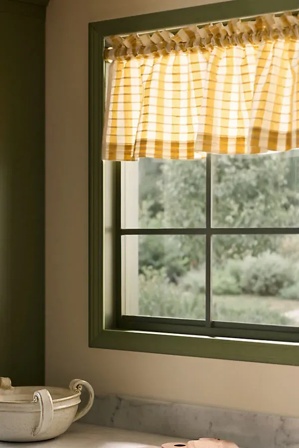 Cotton Woven Stripe Valance Curtain - Yellow by Anthropologie