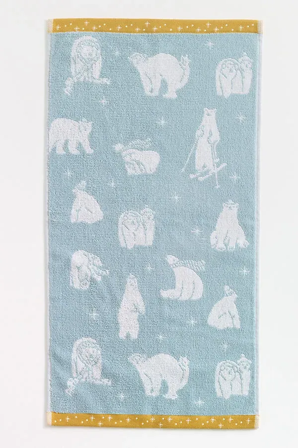 Cotton Woven Winter Icon Hand Towel - Blue by Anthropologie, image 2
