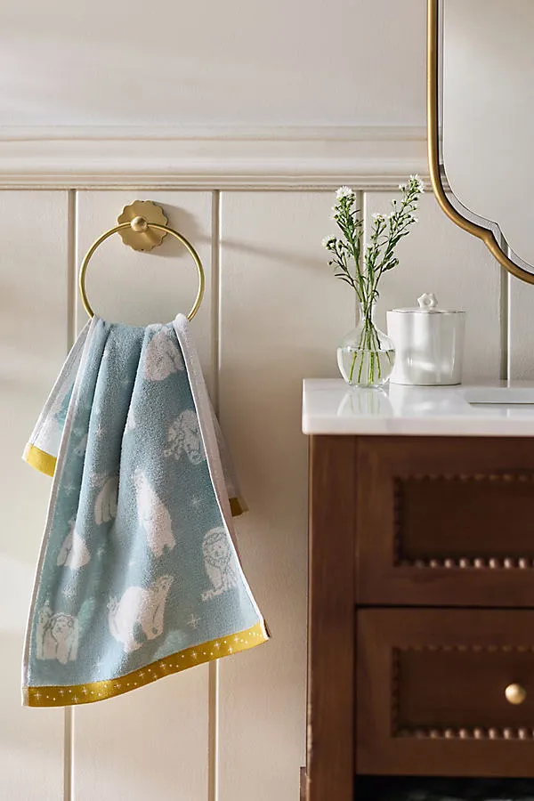 Cotton Woven Winter Icon Hand Towel - Blue by Anthropologie