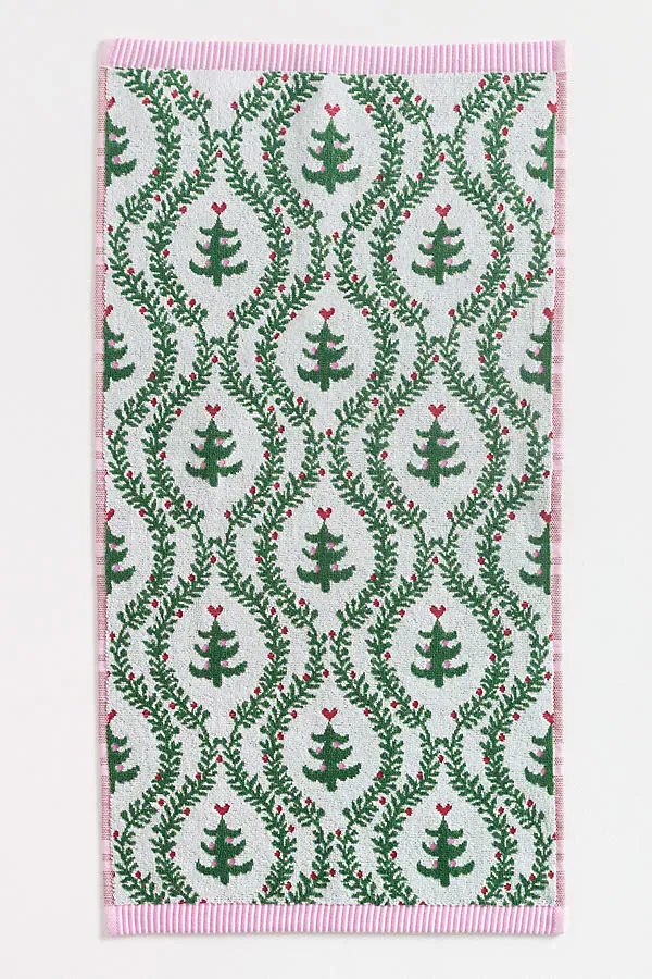 Cotton Woven Winter Icon Hand Towel - Pink by Anthropologie, image 2
