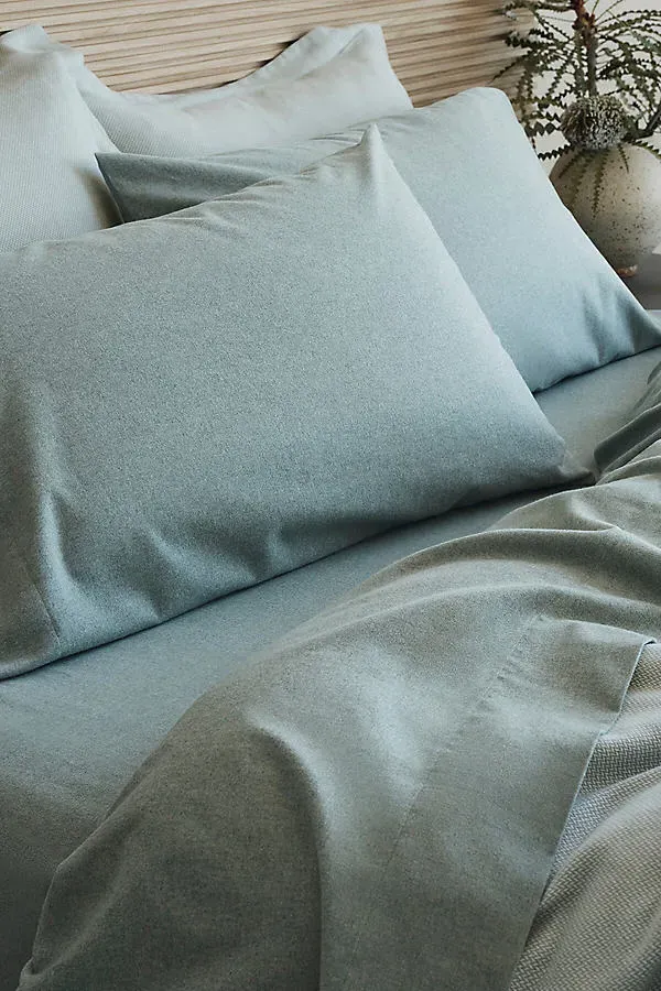 Coyuchi Cloud Brushed Organic Flannel Sheet Set - Blue, Cotton by Anthropologie