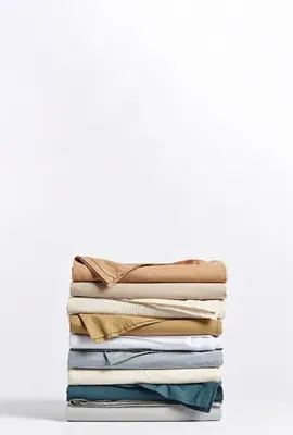 Coyuchi Crinkled Percale Sheet Set - Blue, Cotton product