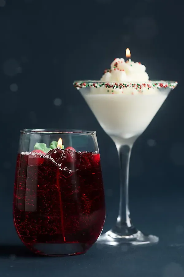 Cranberry Spritz Cocktail Glass Candle - Red, Cotton by Anthropologie, alternate view