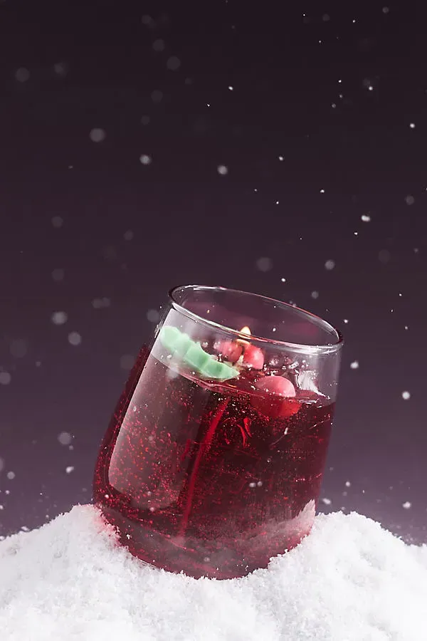 Cranberry Spritz Cocktail Glass Candle - Red, Cotton by Anthropologie