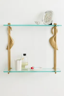 Crane Glass Shelving Unit - Brass, Aluminum product