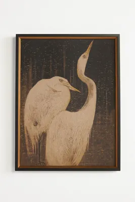 Crane Pair Wall Art - Brown, Linen product