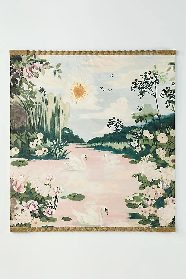 Cygne Paper Swan Wall Tapestry - Pink by Anthropologie