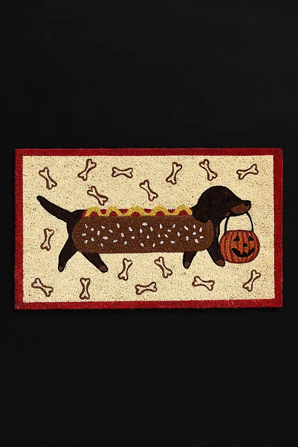Dachshund Hot Dog Coir Doormat - Beige product