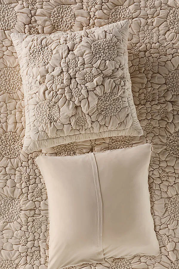 Dahlia Cotton Jersey Floral Cushion - Beige product