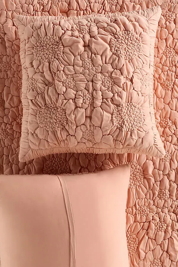 Dahlia Cotton Jersey Floral Euro Sham - Pink product